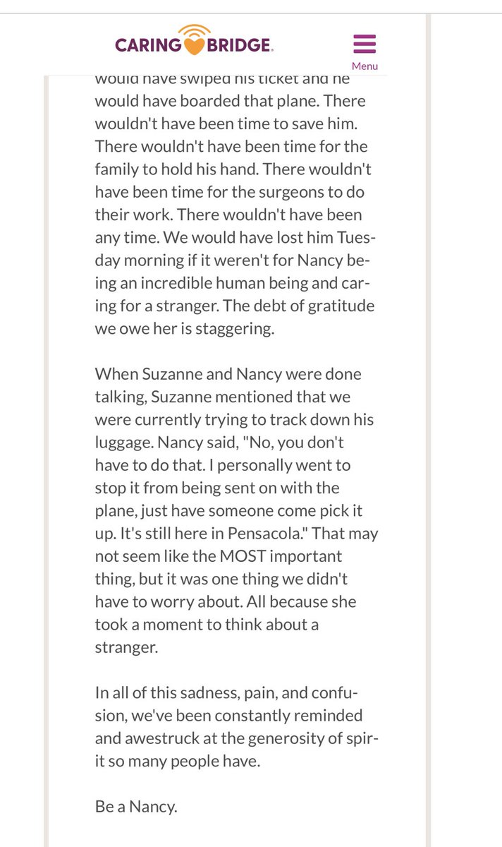 sayzabee's tweet image. I can’t figure out how to share a specific journal entry so I’ll do a screenshot. My family has an eternal debt to Nancy at @SouthwestAir ❤️ #BeANancy