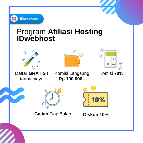 idwebhost's tweet photo. IDwebhost mengajak kamu mengikuti program afiliasi hosting untuk mendapatkan penghasilan tambahan secara online dengan mudah, cepat dan GRATIS!
#Afiliasi #IDwebhost #TipsKerenIDwebhost #Sejak2004 #Website #WebHosting #Hosting #Domain #WebDeveloper #IDWebhost https://t.co/keuLKOF3AN