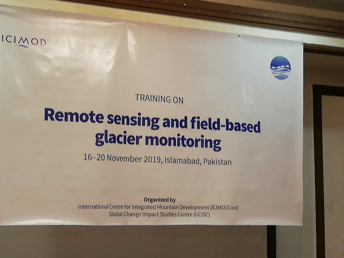 SyedMAbubakar's tweet photo. Capacity building workshop by @icimod &amp; #GCISC on 'Remote sensing and field-based glacier monitoring' about to kick off. Thrilled to capacitate remote sensing specialists and students on effective #climatecommunication, #fakenews on #climate, story-telling and social media. https://t.co/qhSifIkk96