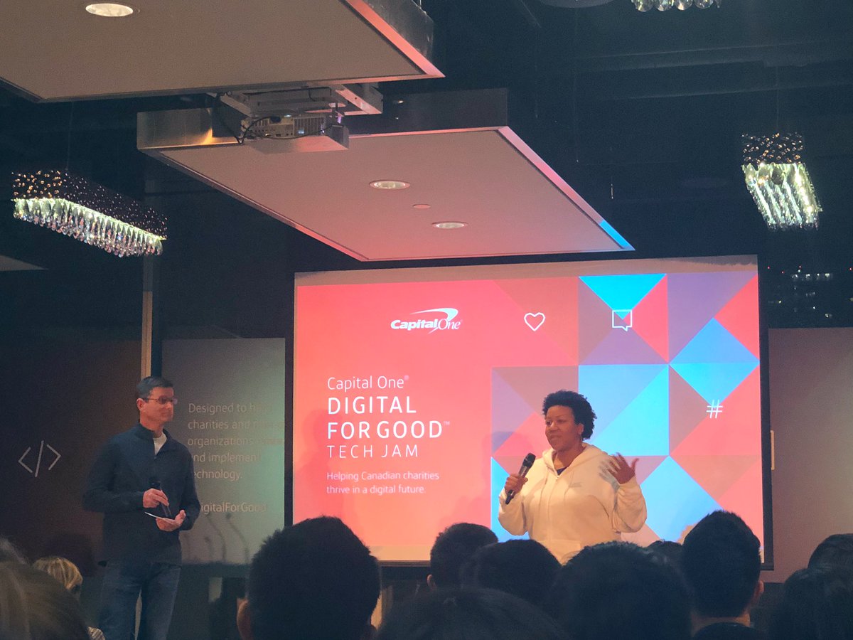 Philanthropy is not just about monetary donations. Charities need skills and expertise. - Jennifer Jackson, <a href="/CapitalOneCA/">Capital One Canada</a> #DigitalForGood2019 #TechJam
