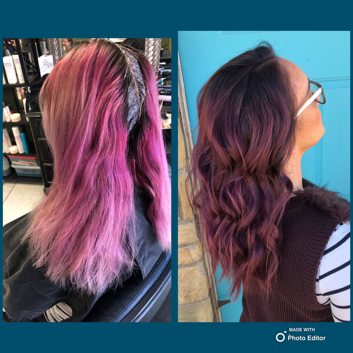 DahlquistAlissa's tweet image. #FreshColorFriday went from bright purple for summer and toned it down with a dark purple for winter!!!! #purplehairdontcare #purlecurls #curls #winterhair #lfk