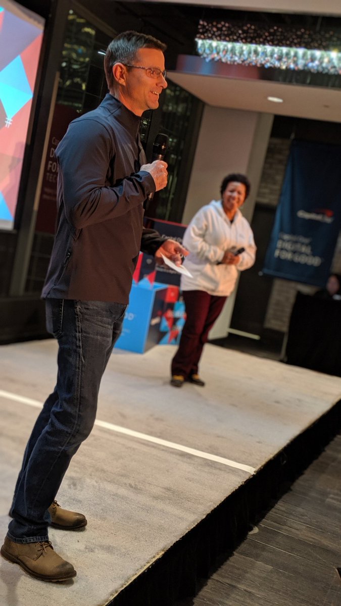 ambermac's tweet photo. Mark Cauwels, Chief Technology Officer @CapitalOneCA, sharing an update on this weekend's #DigitalForGood Tech Jam, an inclusive event with a 50-50 gender split  🇨🇦
Now let's get to work &amp; help these charities thrive in a digital future 🚀
Presented by @CapitalOneCA 
#Sponsored https://t.co/M3gNlLDWZx