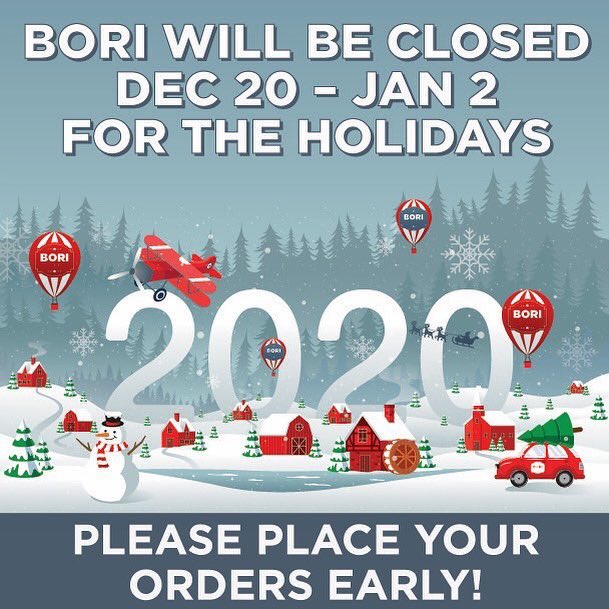 We are so excited to enjoy the holidays with our loved ones! We will be closed from Dec 20th-Jan 2nd. Please place your orders early and mark your calendars!