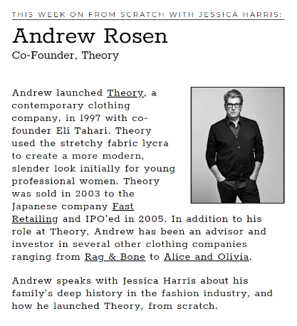 Meet Andrew Rosen, American fashion pioneer and co-founder of Theory, maker of contemporary clothing for women &amp; men bit.ly/2gLX8te
