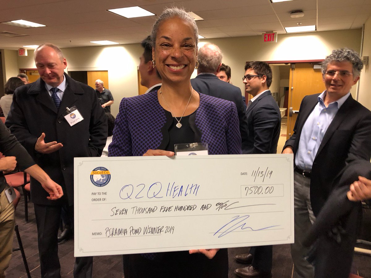 Q2QHealth's tweet photo. 🚨 GREAT NEWS 🚨
We just won @SoCoECoGroup's Piranha Pond Pitch AND audience favorite! 

Thank you to everyone for all your support and Thank you @UMassD_CIE for hosting! https://t.co/oKAzaOwzc9