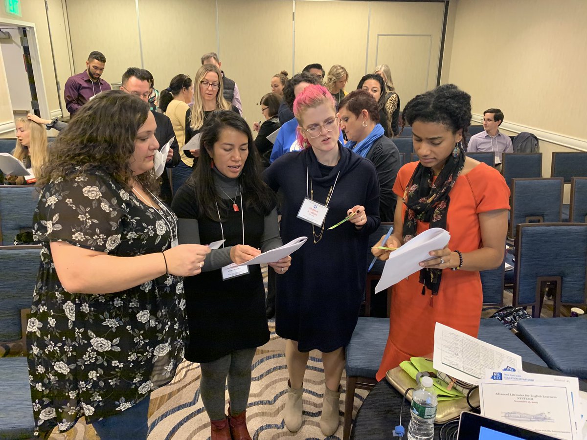 KelleyCordeiro's tweet photo. We had participants up out of their seats engaged in text-based, content-rich discussion & vocab exploration #AdvancedLiteracies for #ELLs @NYSTESOL #NYSTESOL2019 #NYSTESOL19 @LIRBERN @MrsDMcAuliffe @ChristaESL @DW_Educator @NYSEDNews https://t.co/wiGwLv4ofh