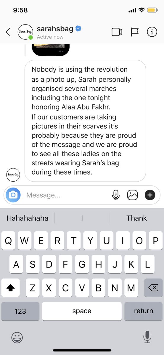 TeezLebanese's tweet photo. Is NO ONE going to talk about @sarahsbag monetizing off the Lebanese revolution by making “revolution scarves”? 0% of the $ goes toward the cause, I’ve asked. #ثوره_لبنان_الجديد https://t.co/ufOUpHOJ2C