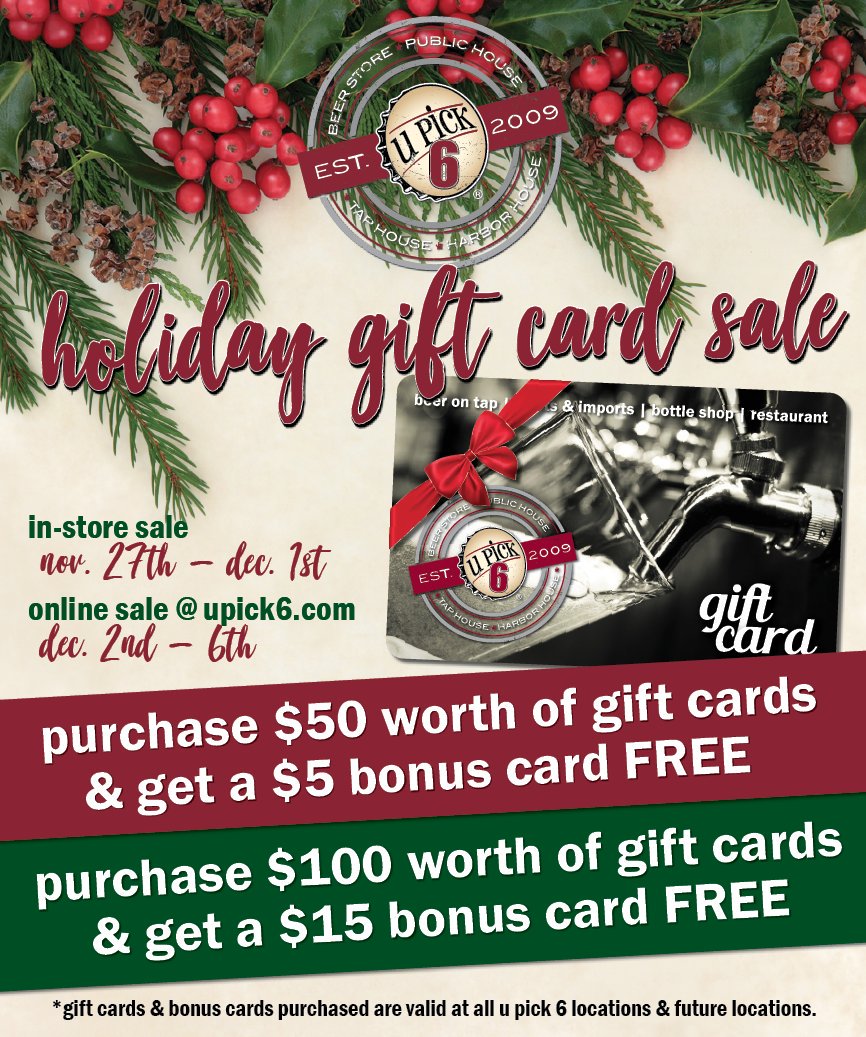 save the date! holiday gift card sale kicks off november 27th in-store at all our pubs! conta.cc/2CM8Yuz