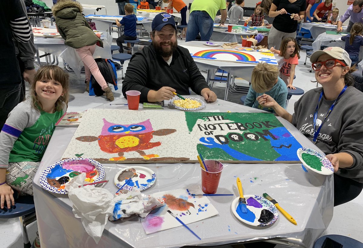 HeritageBears's tweet photo. Our PTA Ceiling Tile Paint Night was a success. We love the storybook cover themed tiles that will adorn our Library Hall in the near future. #heritageptarocks #wsdinfo @HPCubs https://t.co/a1Pbt2QGYd