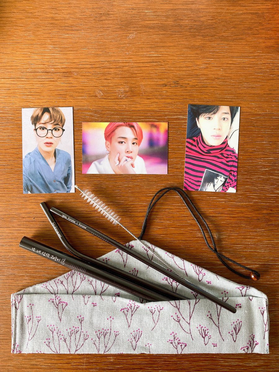 <a href="/CHEONSAJMSG/">#ANGELIC1013</a> thank you💜🙆🏻‍♀️! I have received my serendipity straw set, love it! 🥳👍. Thank you for the photocards too! Ps. I’m using my own straw bag. #JIMIN <a href="/BTS_twt/">방탄소년단</a>