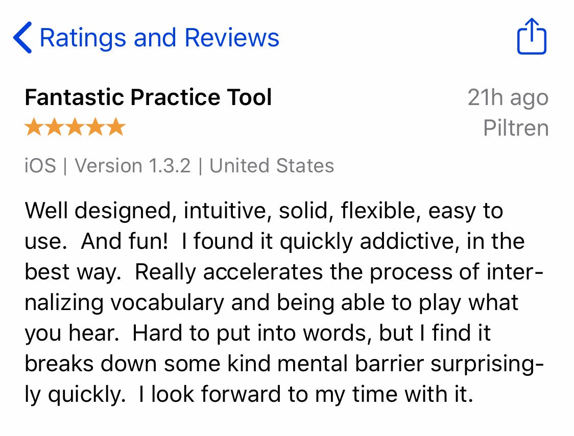 RandomRootsApp's tweet image. Reviews of the Random Roots App keep coming in. We particularly like this latest one.

#jazzeducation #musicpractice