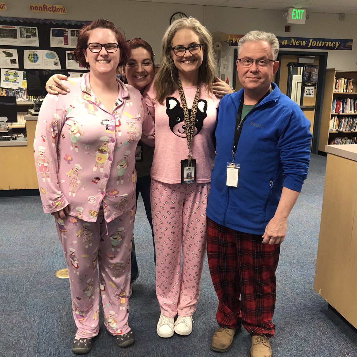 LisaOmath's tweet photo. It’s been a long week but an awesome way to end it- Pajama Day!! We reviewed the Rs of PBIS, then discussed why we are thankful for our school. Decorated own gratitude jars. Love our staff! #funcollaboration. #learnandplay #gratefulforlowellfam @LowellElementa3 https://t.co/4EIDE8HZme
