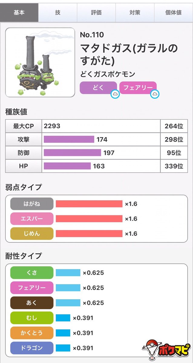 ポケモンgo攻略情報 ポケマピ 参考情報 マタドガス ガラルのすがた の図鑑ページ 変更があるかもしれません T Co Cb91gfbc2w レベル4レイドボス Cp タイプ どく フェアリー はがね エスパー じめん が弱点 ポケモン