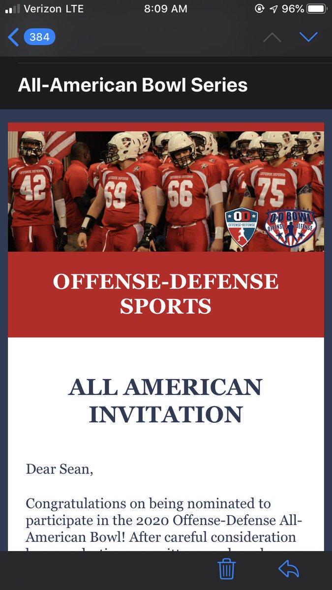 bigguysean's tweet photo. Thankful to receive the invite to the 2020 offense/defense All-American Bowl @ODFBall https://t.co/VGQ8fLlomo