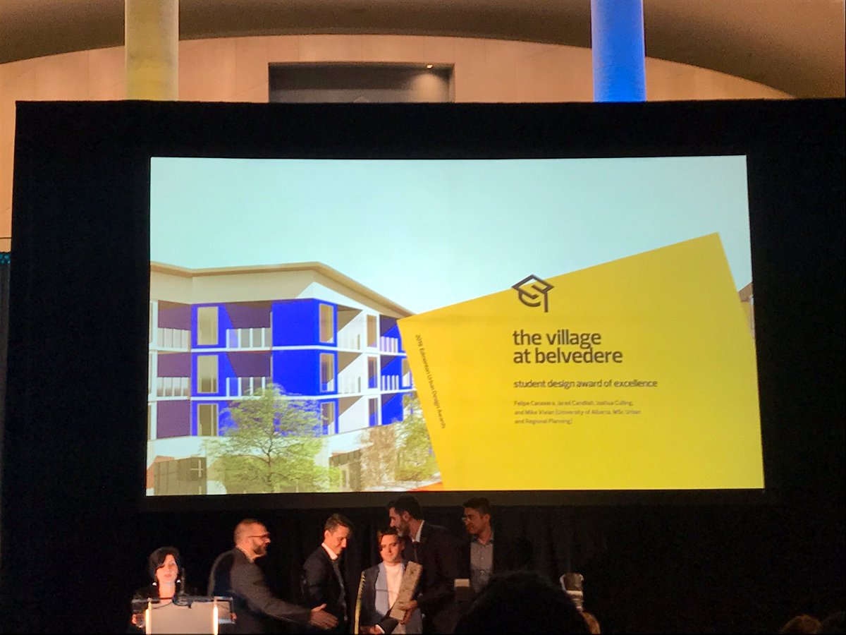 PlanEdmonton's tweet photo. A big shoutout to the talent of our future city builders! Congrats to The Village at Belvedere for winning the Award of Excellence for Student Designs. #EUDA2019 #yegdesign https://t.co/SpA9gKhiBO