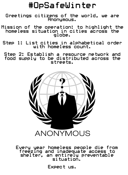 An0nAKn0wledge's tweet image. #Anonymous #OpSafeWinter #StopHomelessness #Homeless #OpHomeless