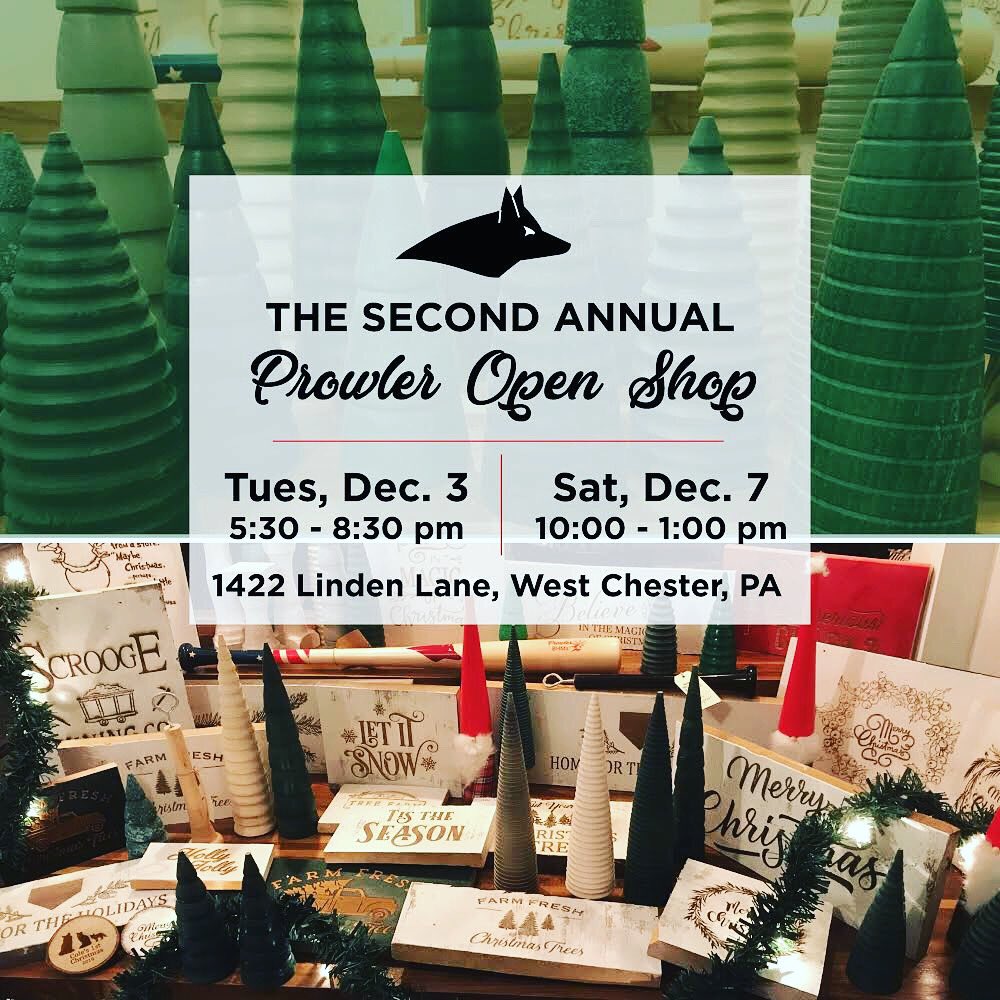 2nd annual Prowler OpenShop...tons of engraved signs, Christmas trees, gnomes, candles sticks, bottle openers, ornaments, discounted stock bats and Prowler apparel. Don’t be shy..come out n get in the holiday spirit. Tell your friends and family #🌲
