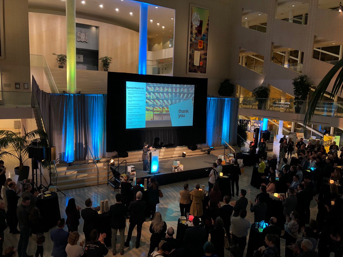 PlanEdmonton's tweet photo. Thank you to everyone who helped support Edmonton’s Urban Design Awards tonight and a special thank you to @doniveson for showing your support for design. #EUDA2019 #yegdesign https://t.co/qHosdmOlNo