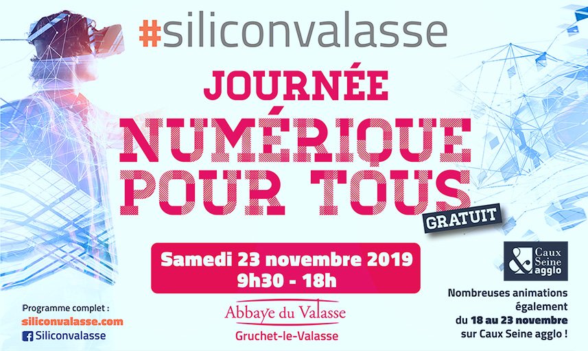 Nous serons présents à la Journée Numérique Pour Tous, le samedi 23 novembre de 9h30 à 18h à l’abbaye du Valasse à Gruchet-le-Valasse. Venez nombreux vous immerger à plusieurs en réalité virtuelle ! #siliconvalasse siliconvalasse.com/semaine-du-num…