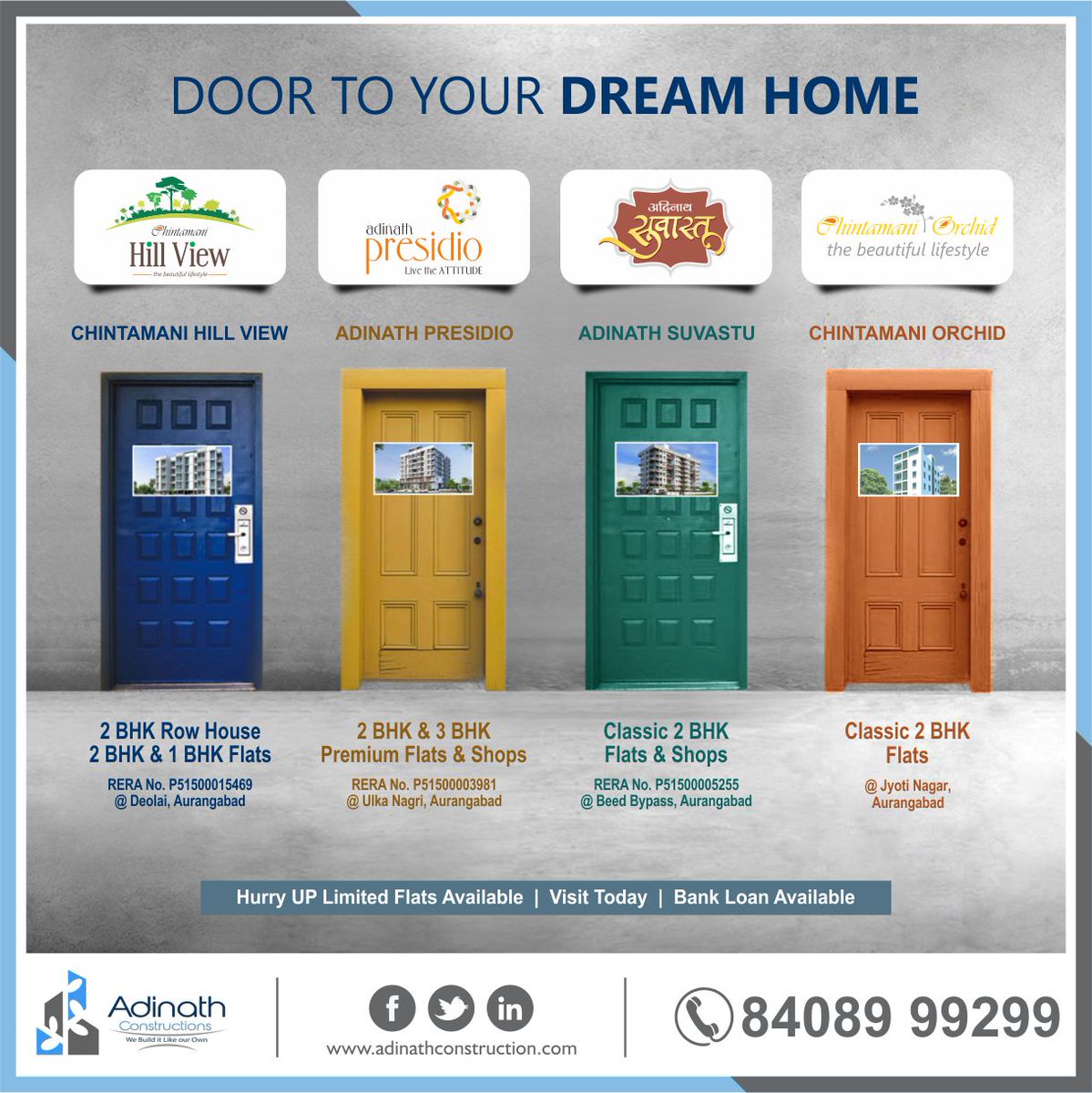 AdinathConstru1's tweet photo. Door to Your Dream Home !!

☛With Modern Amenities
☛RERA Approved
☛Hurry Up Limited Flats Available
☛Bank Loans Available

Visit Website: https://t.co/LTXOZ2FrVH

To Know More Call On: 840899929

#AdinathConstructions #FlatForSale #Newhome https://t.co/igZDerChAo