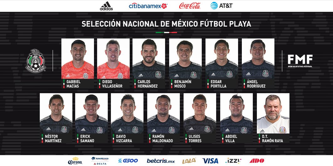 #Notituit | <a href="/CocaColaMx/">Coca-Cola México</a> | #FútbolPlaya

¡VAMOS! 🏆 🇲🇽

¡Presentamos la convocatoria con la que enfrentaremos el Mundial de 🇵🇾! 🏖

#PasiónyOrgullo | #FMFporNuestroFútbol