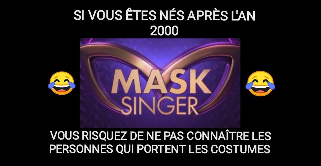 mikim_twit's tweet photo. Si vous êtes nés après l'an 2000, Vous risquez de ne pas connaître les personnes qui portent les costumes 😂
#MaskSingerFrance
#MaskSinger #maskedsinger https://t.co/mFqxMcSsuI