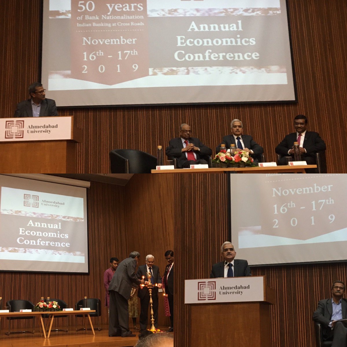 JeemolUnni's tweet image. RBI Governor. Shri Shaktikanta Das delivers the inaugural address at Ahmedabad University ⁦@AhdUniv⁩ Economic Conference on 50 Years of Bank Natinalization ⁦@AMSOM_AU⁩ #econconference