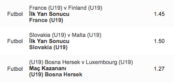 Günün kuponu 2 | Oran: 2,76