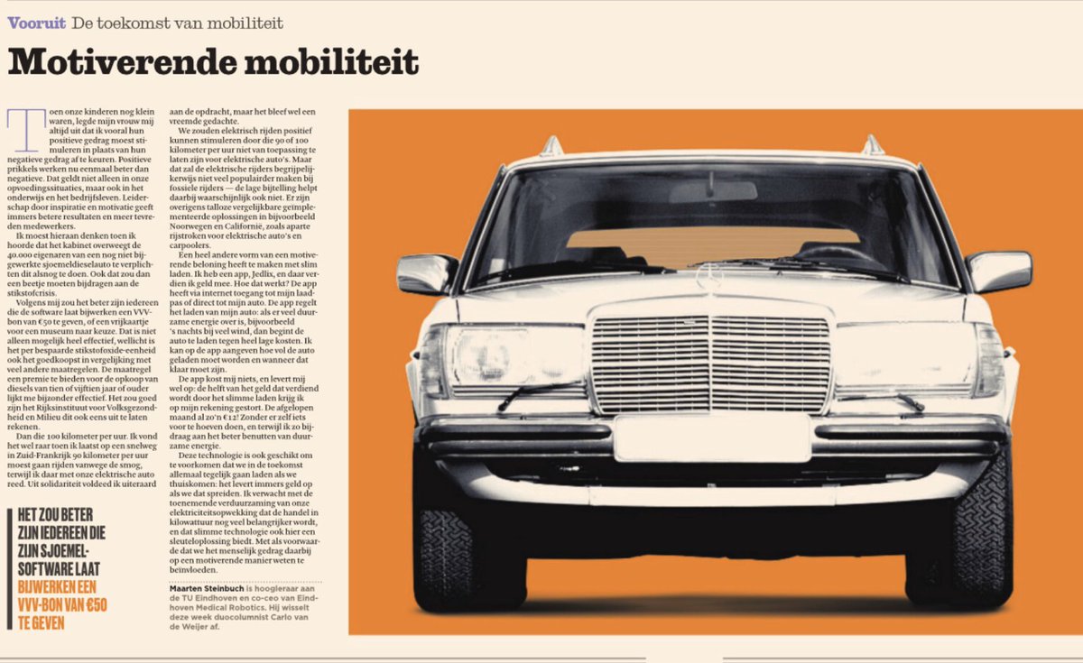 Motiverende Mobiliteit: over positief stimuleren en geld verdienen terwijl je slaapt fd.nl/tekst/HFD_2019… #ev #100