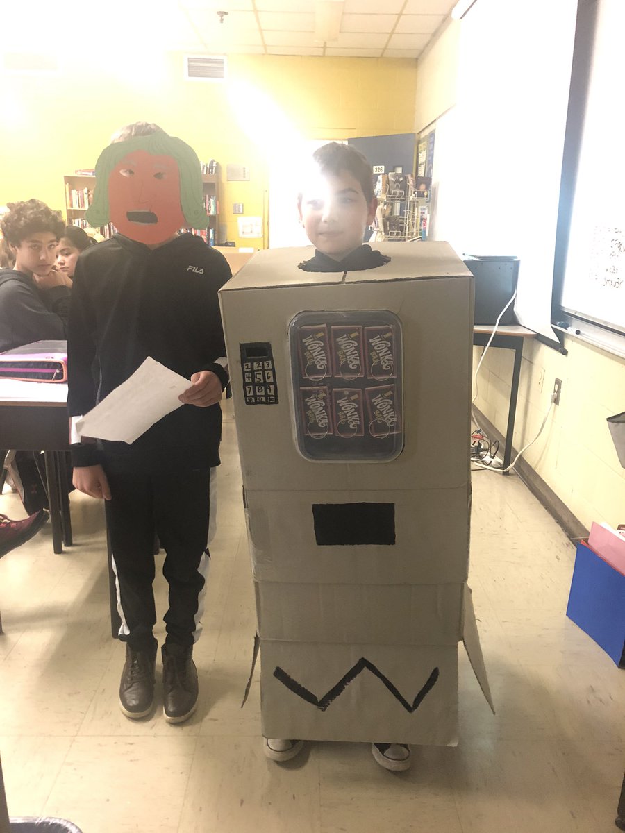 mrs_chater's tweet image. Students preparing their props and costumes for the “persuade your consumer” live action advertisements they presented. #persuasivestrategies #creativeexpression #handmadeprops