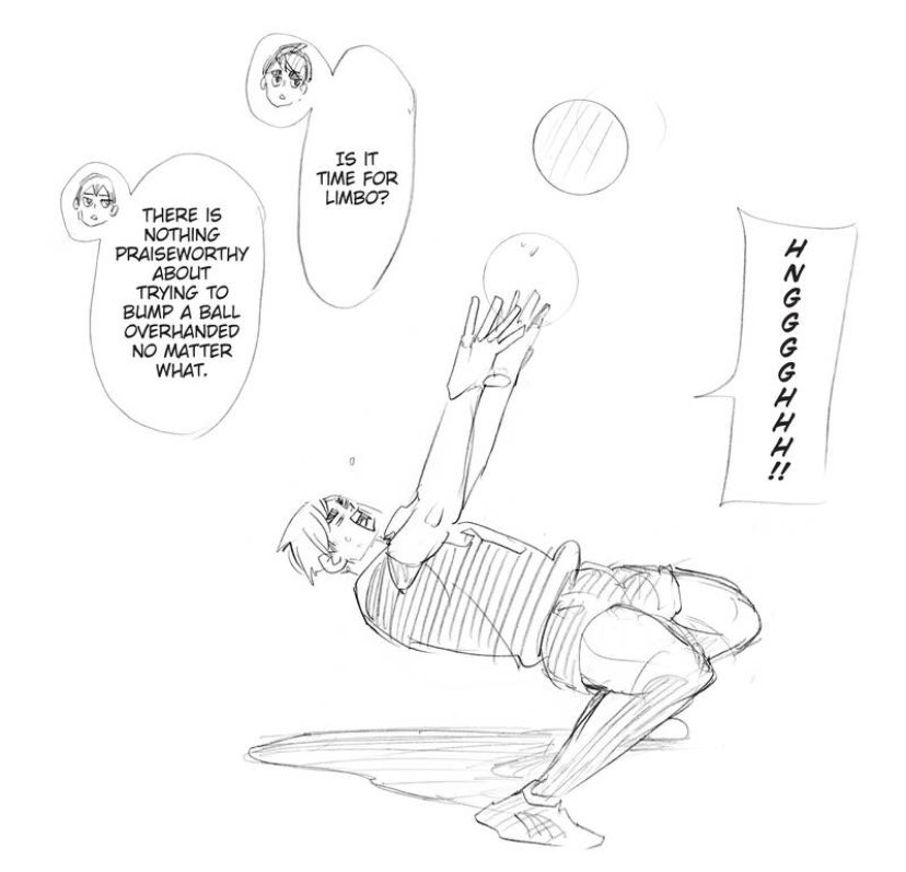 oops, panels slightly out of order but look at kita commenting on atsumu's limbo toss