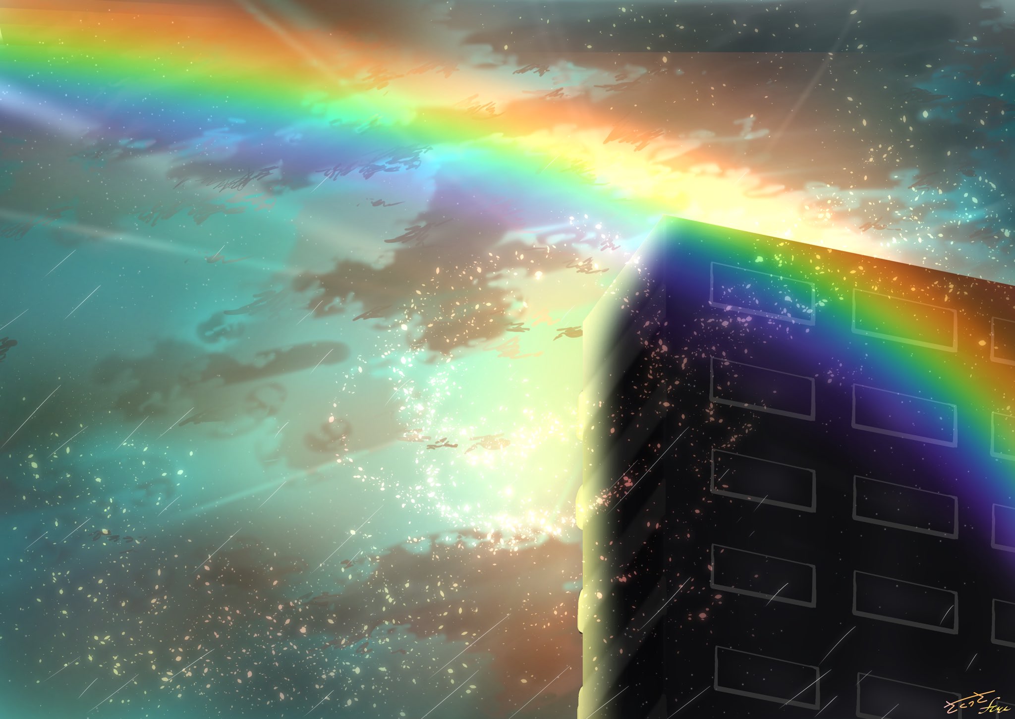 さくうさ ふう 本日描いた絵です 個人的に雨上がりの空は特に綺麗だと思っていまして 分かる方いらっしゃいますかね 雨上がり 幻想的 空 イラスト T Co 5kal3wg2v3 Twitter