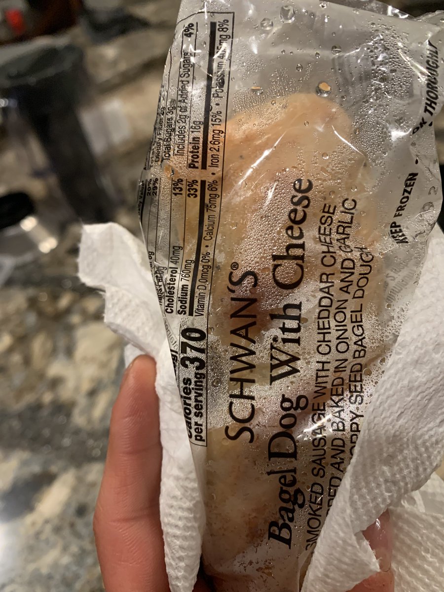 TheOpenBrooke's tweet photo. Spent the last two hours telling myself to go to bed.
Resist the midnight cravings.
Stick to the diet.
Yet here we are at 1:30 AM.
Bagel dog with cheese in hand.
#Bageldog #Schwans #notanad #unlessyouwanttopayme https://t.co/QMbgIbI2Rw