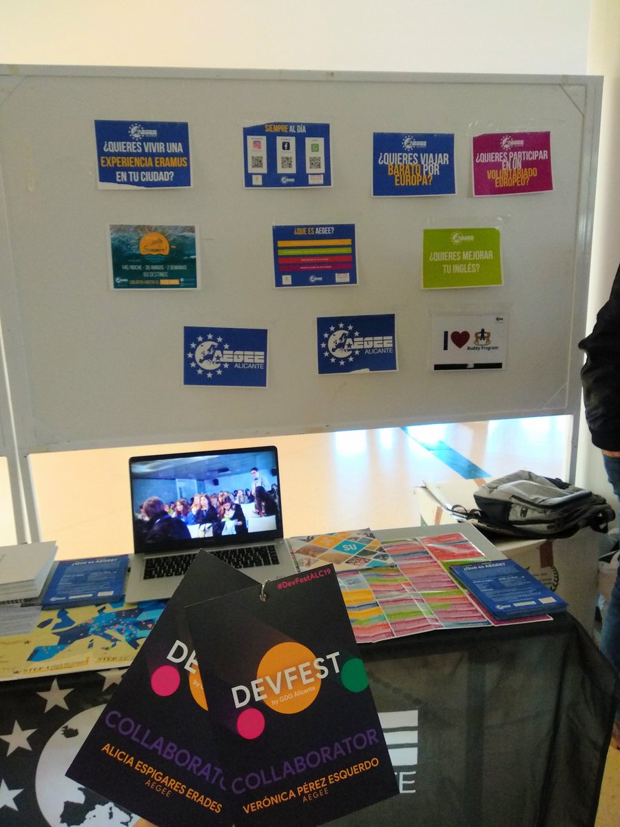 Todo listo por parte de AEGEE-Alicante para el #devfestALC19 #DevFest19 Os esperamos en nuestro stand! 😎