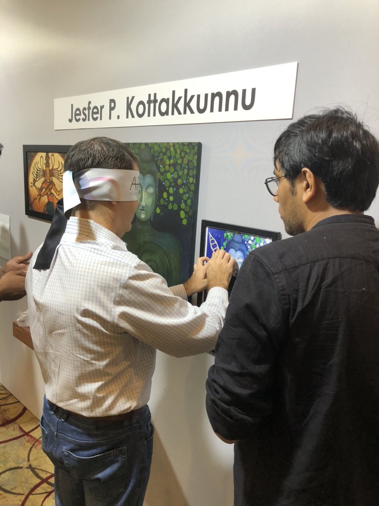 Andrew Hilger, President of Allegis group, enjoying the First Art for Inclusion exhibit at Radisson Blu, Bengaluru <a href="/arunsreenair/">Arun Sreekumar</a> <a href="/IndiaInclusion/">India Inclusion Summit</a> <a href="/linusp/">Linus Paulsen</a>