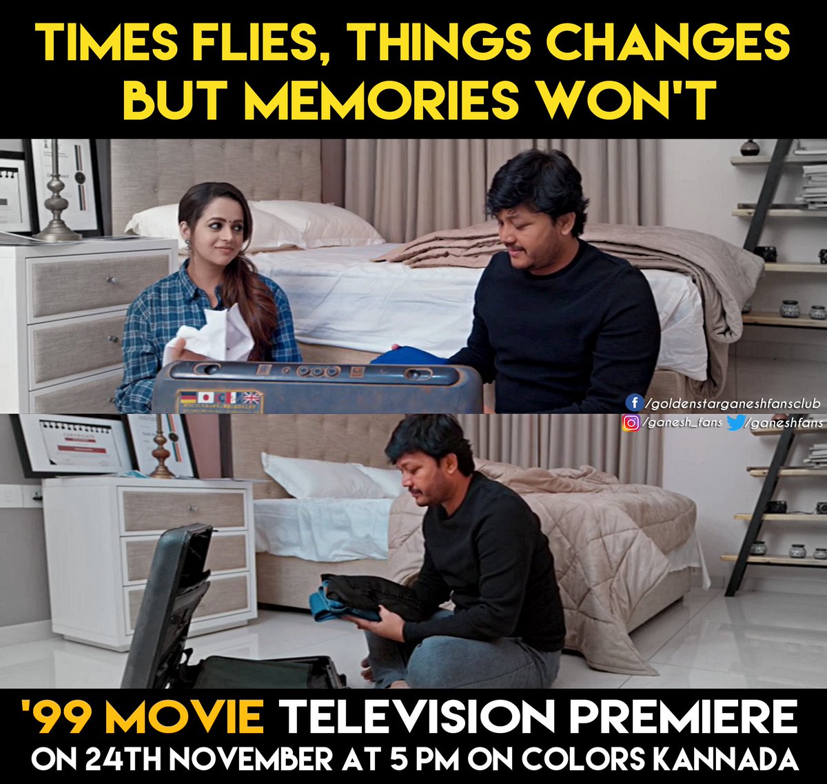 GaneshFans's tweet photo. #99Movie Television Premier On Nov 24th at 5 PM On Colors Kannada ❤😍
@Official_Ganesh
@preethamgubbi
@ColorsKannada
#99TheMovie #GoldenStarGanesh #Bhavana #RamJaanu #GStar34 #GaneshFans https://t.co/qi77gEFGiU