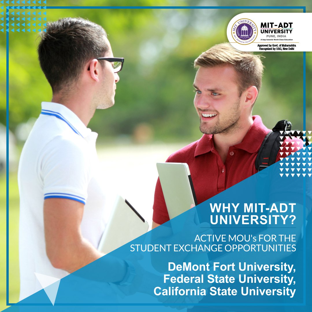 mitadtpune's tweet image. Our strategic MOUs with the foreign Universities are helping us in leveraging the students exchange opportunities as well as benefitting our students to learn in a culturally diverse environment. Visit mituniversity.edu.in.
#KnowMITADT #WeAreMITADT #MITADT #WorldClassEducation