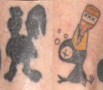 TeeDeeKay's tweet photo. @ch0nkyp0ffs @adultswim @Duis101 These don't come off! #tattoos #RobotChicken #DrinkyCrow @cyborgturkey @tonymillionaire https://t.co/IEtTNA6Ljg