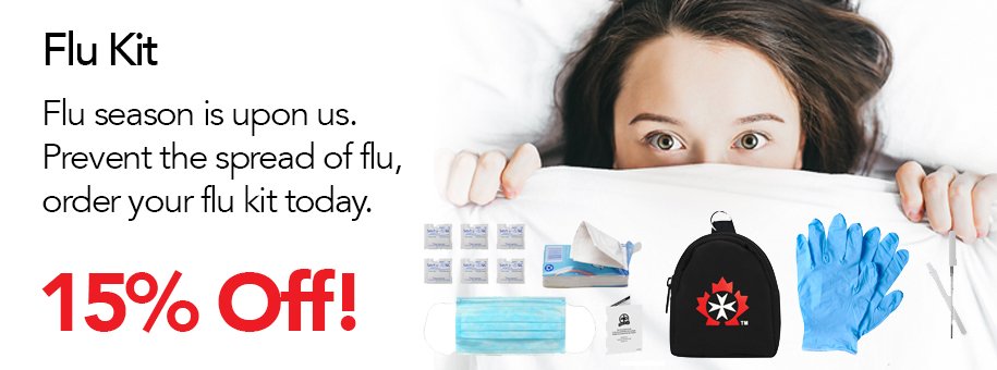 SJAOntario's tweet photo. With a #FluKit from St. John Ambulance, you can say goodbye to sniffles and sneezes this #FluSeason. 💉 Take 15% off for a limited time only! #SavingLives https://t.co/I9x8EVpCPv
