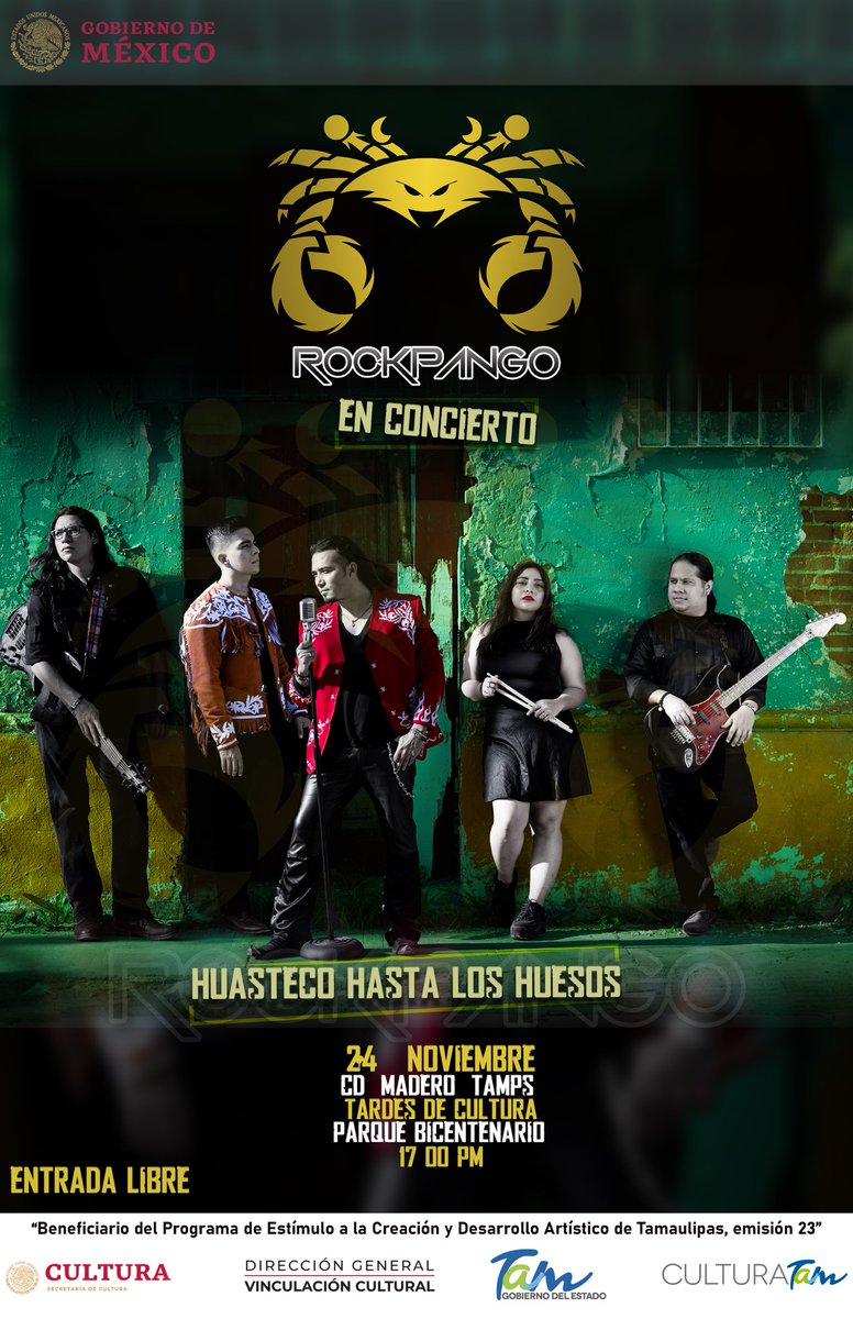ROCKPANGO's tweet photo. #familysteca ¡Atentos!

#rockpango en concierto.

Nos vemos este Domingo 24 de Noviembre a las 5 p.m. en el Parque Cultural Bicentenario, Ciudad Madero.

Artista Invitado: “Joe Nieto”

#rock #huapango #concierto #concert #musica #music #mexico #tamaulipas #cultura #folklore #folk https://t.co/FAACttNYKN