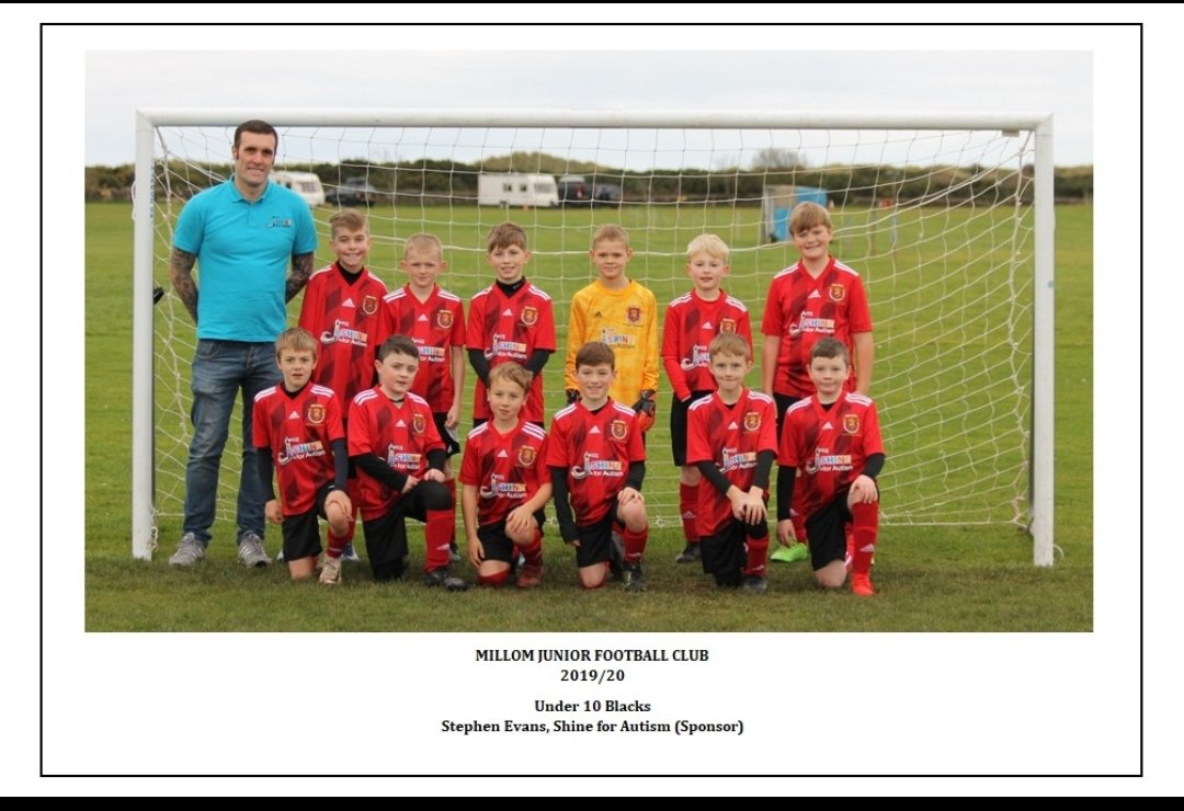 MillomJuniorFC's tweet photo. We are pleased to be able to show you our U10 Blacks wearing their new kit which has been kindly sponsored by Shine for Autism.
Thanks to Stephen Evans and all at Shine for Autism for their support for the Club ๐ดโซโฝ๏ธ#shineforautism #AutismAwareness #MillomJuniorFC #MillomAFC https://t.co/byco5ImaQ5