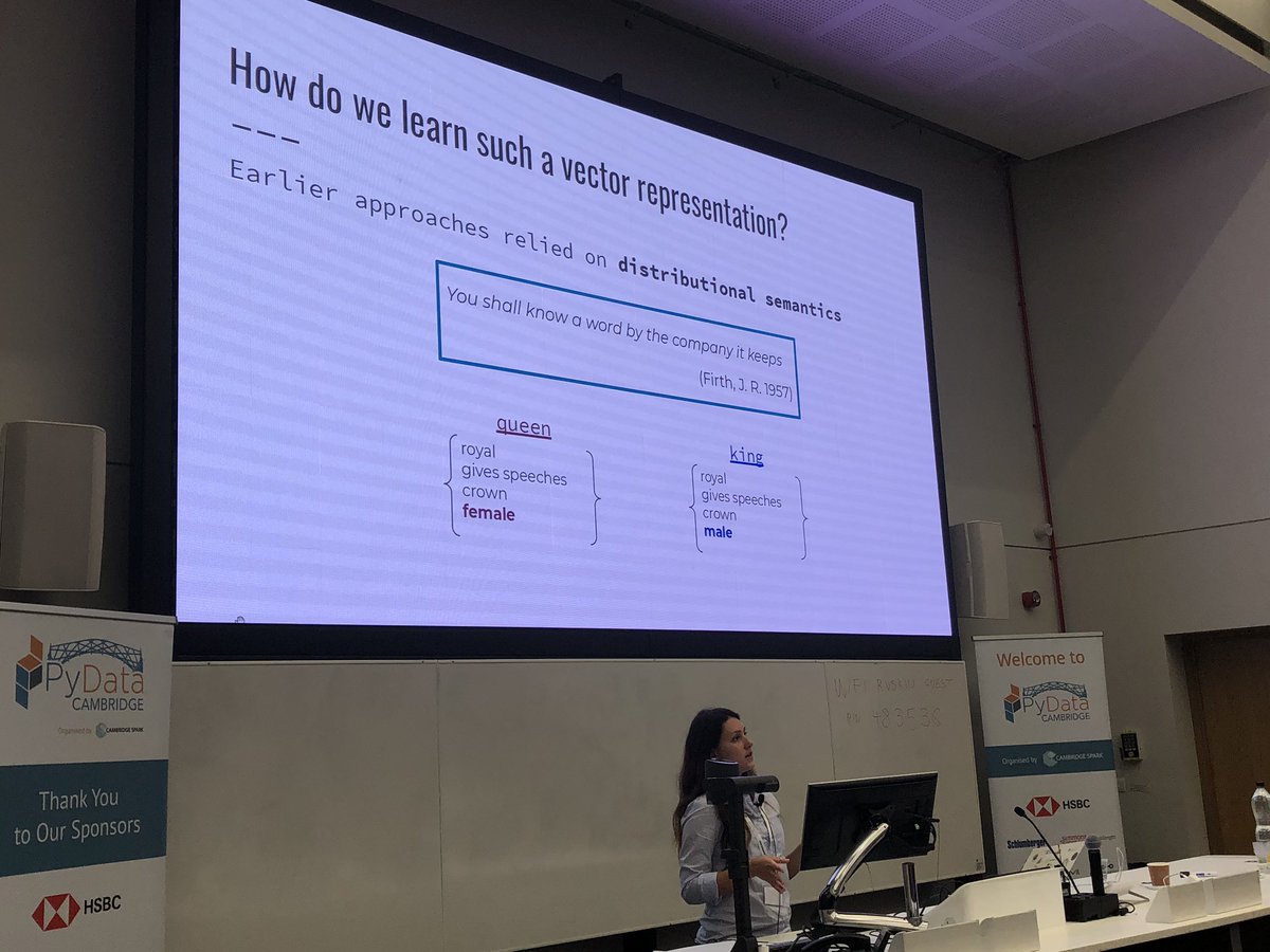 kirstie_j's tweet image. I love this phrase “you shall know a word by the company it keeps”! Really cool description of natural language processing in Ekaterina Kochmar’s opening keynote at #PyDataCambridge