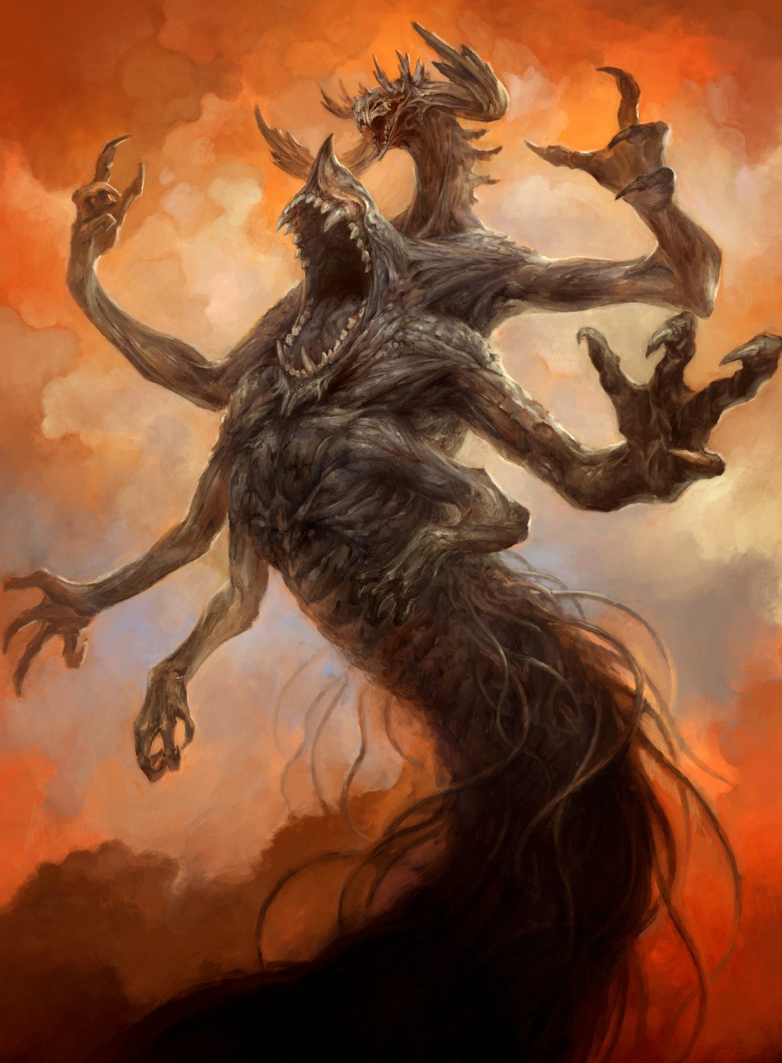 Douzen 公式 自分用宣伝 楽山さんの小説 中年社畜カードゲーマーの魔法少女狩り に登場するカードゲーム デモンズクラフト の 冥府喰らいのネビュロス 描かせていただきました ౪ よろしくお願いしますまん ง ᴗ ว