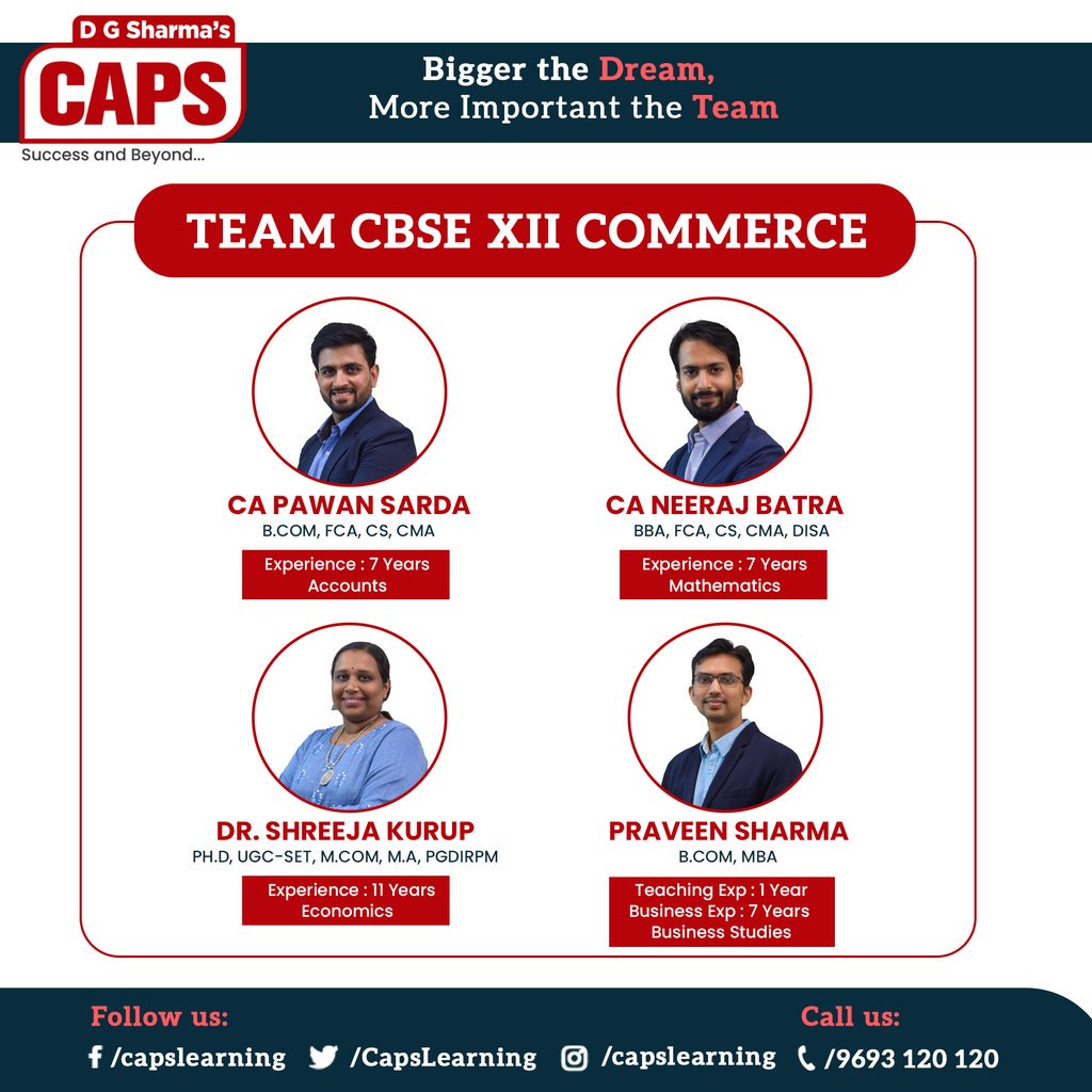 CapsLearning's tweet photo. We are prepped to announce the team of teachers for XII CBSE (Commerce) 🎒👨🏻‍🏫
Get in-depth knowledge of every subject with our dedicated and experienced faculty members. 📚

#DGSCAPS #CAPSLearning #ca #caclasses #castudents #castudy #cafoundation https://t.co/fpF7FTNYpe