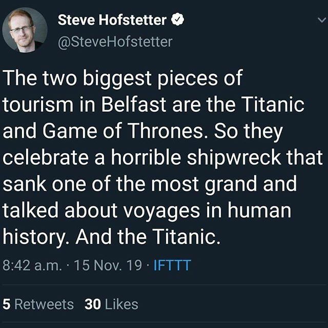 BrotherhoodPod's tweet photo. I see what you did there #titanic #got #titanicmemes #titanicbelfast #belfast https://t.co/8zUlp0v66m