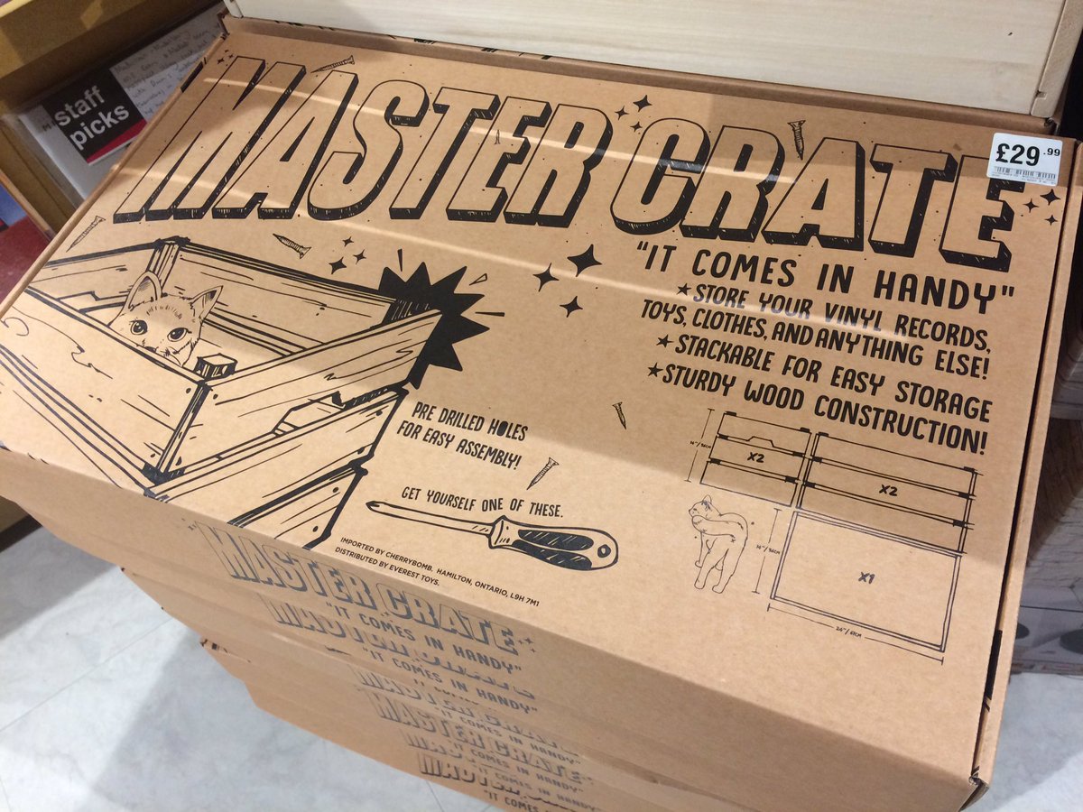 hmvCardiff's tweet photo. Lovely wooden storage crates now in store, you can put anything in them, well as long as it fits! Youโll need a screwdriver for the pre-drilled holes. #mastercrates #itcomesinhandy https://t.co/ImabNSFhpW