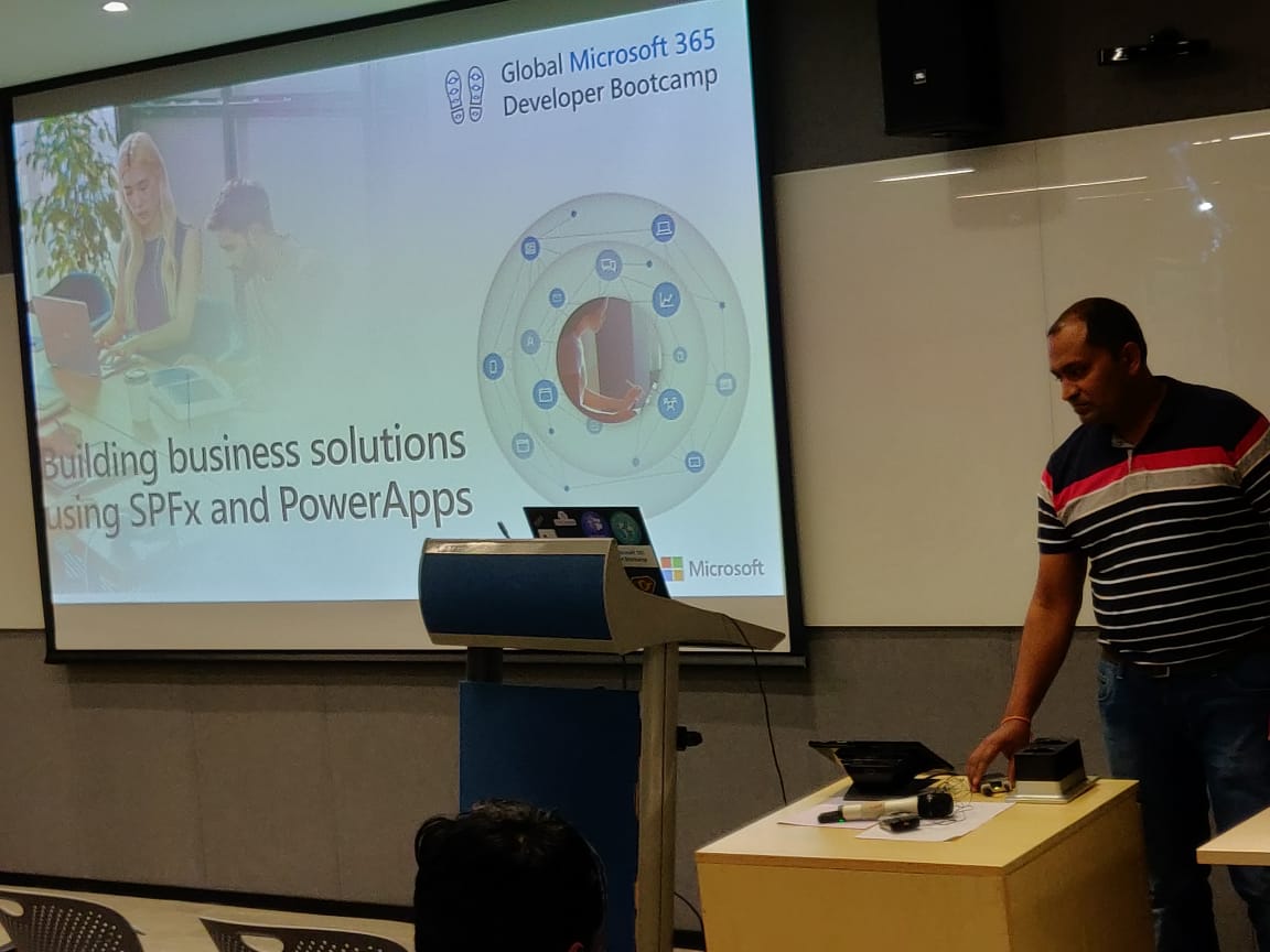 Anbu_Mani27's tweet photo. The next magnificent session is about Building business solutions using SPFx and PowerApps by @manojmcans anoj Mittal
#MS365DevBootcamp #MSEvents #IndiaMVP #M365Bootcamp
#office365 #mvpbuzz #MS365DevBootcampBLR https://t.co/3N41LKwuhD