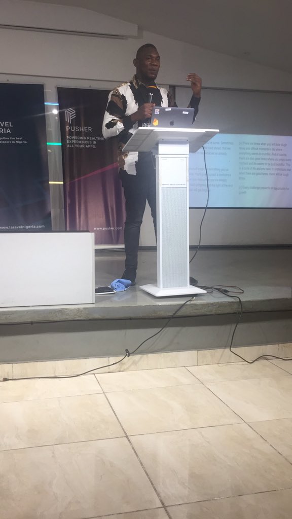 bosunski's tweet image. Christian Jombo Sharing some powerful tips about managing failure. #laravelnigeria @LaravelNigeria