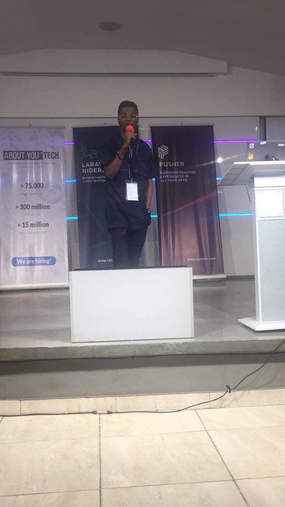 bosunski's tweet image. Our favorite Dev Advocate, @Ace_KYD is our Host. #laravelnigeria  #flutterwave #pusher #aboutyou