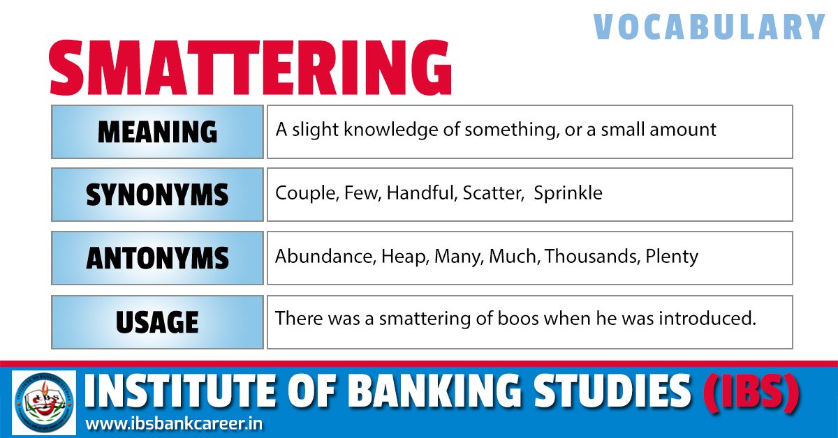 ibsbankcareer's tweet photo. Vocabulary - Smattering
#Smattering #word #vocabulary #ibs #bank #exam #upsc #psc #kas #ssc #bankexam #kayamkulam #thiruvalla #alappuzha #kollam #kerala #english #learn https://t.co/BADjFB5y6q